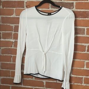 Zara White and black blouse with tie